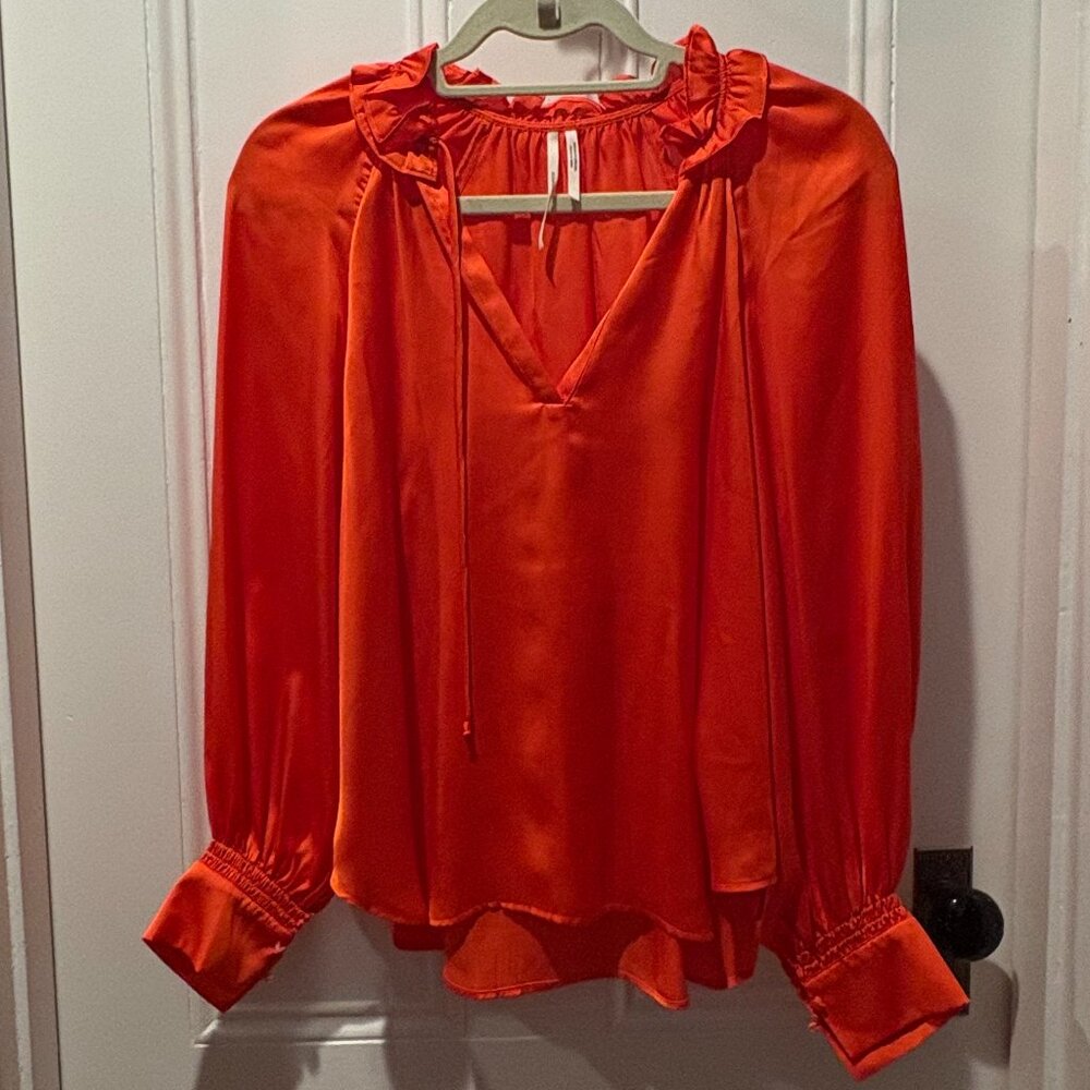 Anthropologie Orange Silky Top